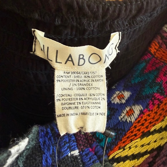 Billabong Womens Black High Low Dress Embroidered Strapless Boho Size Large NEW - Picture 7 of 16